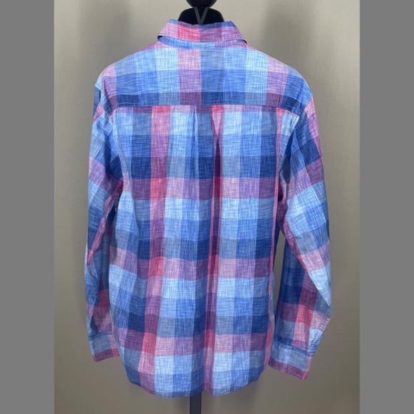 Tommy Bahama Shirt Mens Small blue purple plaid Tortola button up beach preppy - Picture 6 of 8